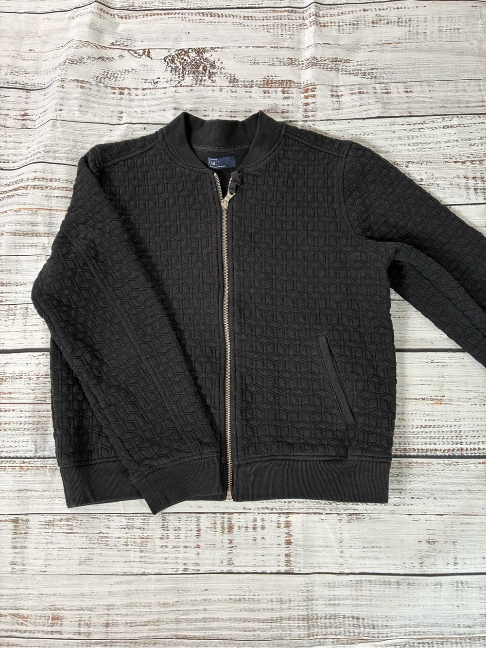 Gap Jacket Women’s Large Black Quilted Full Zip Cotton Blend